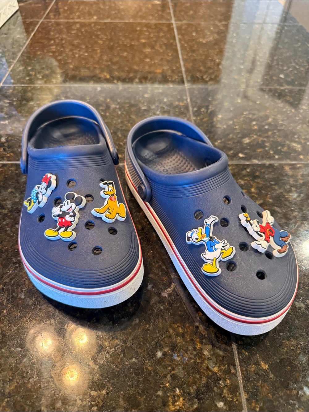 CROCS Navy Blue Kids Clog Sandals with Disney Charms
